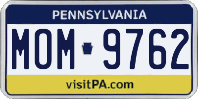 PA license plate MOM9762