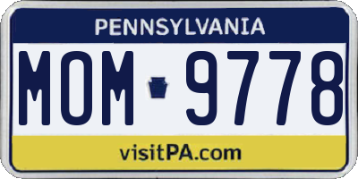 PA license plate MOM9778