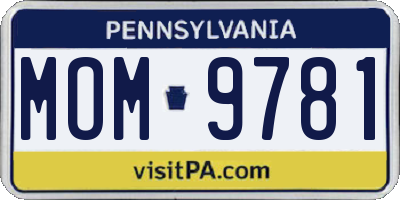 PA license plate MOM9781
