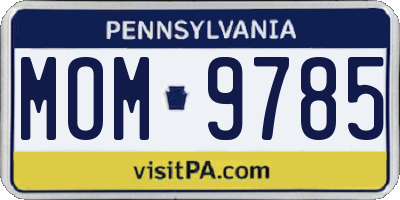 PA license plate MOM9785