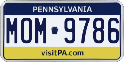 PA license plate MOM9786