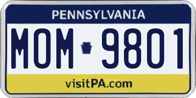 PA license plate MOM9801