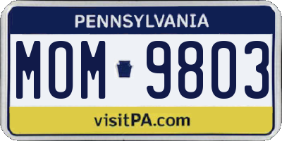 PA license plate MOM9803
