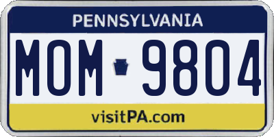 PA license plate MOM9804