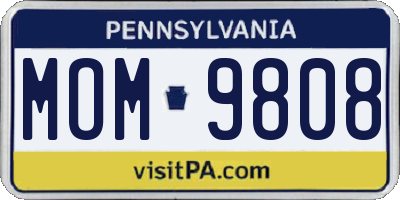 PA license plate MOM9808