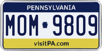 PA license plate MOM9809