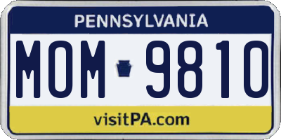 PA license plate MOM9810