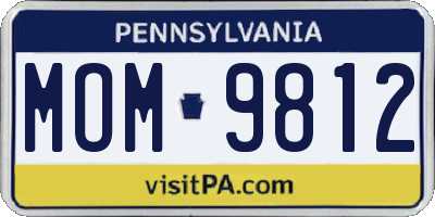 PA license plate MOM9812