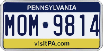 PA license plate MOM9814