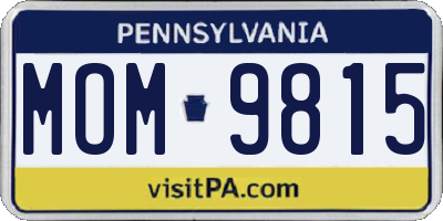 PA license plate MOM9815