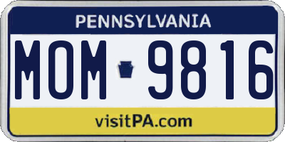PA license plate MOM9816