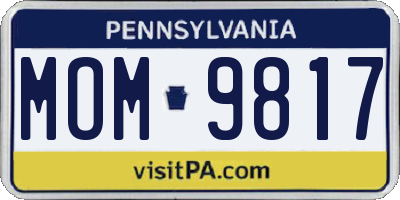 PA license plate MOM9817