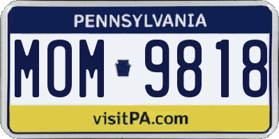 PA license plate MOM9818
