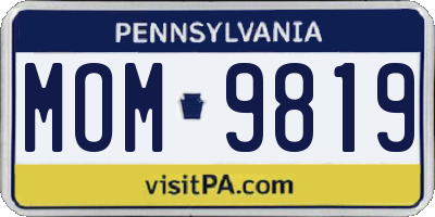 PA license plate MOM9819