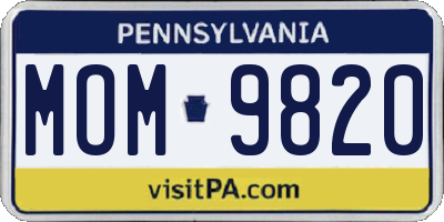 PA license plate MOM9820
