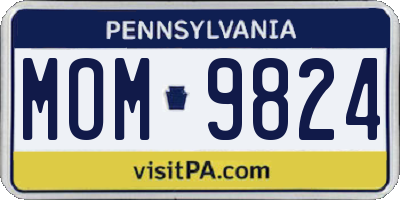 PA license plate MOM9824