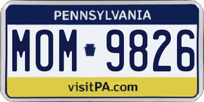 PA license plate MOM9826
