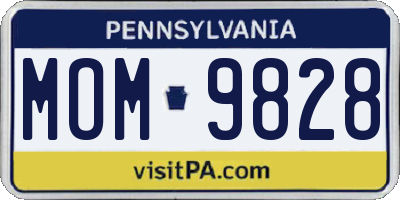 PA license plate MOM9828