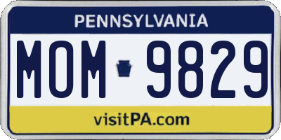 PA license plate MOM9829