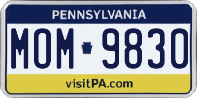 PA license plate MOM9830