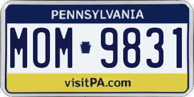 PA license plate MOM9831