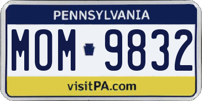 PA license plate MOM9832