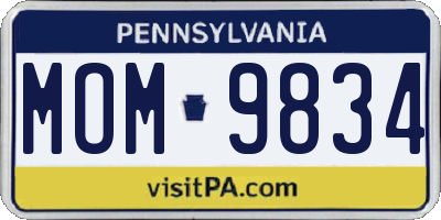 PA license plate MOM9834