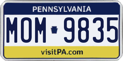 PA license plate MOM9835