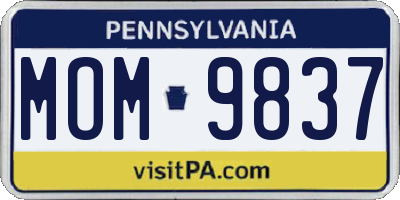 PA license plate MOM9837
