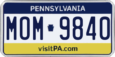 PA license plate MOM9840