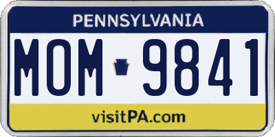 PA license plate MOM9841