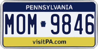 PA license plate MOM9846