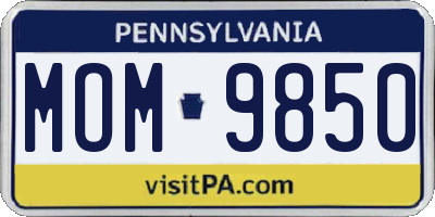 PA license plate MOM9850