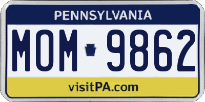 PA license plate MOM9862