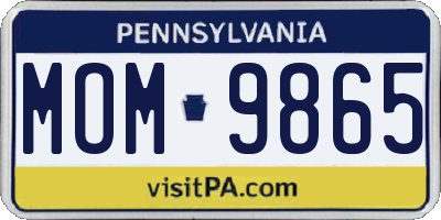 PA license plate MOM9865