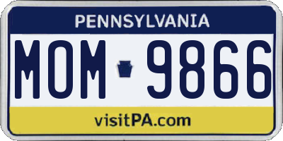 PA license plate MOM9866