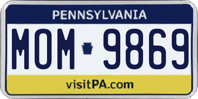 PA license plate MOM9869