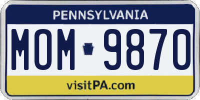 PA license plate MOM9870