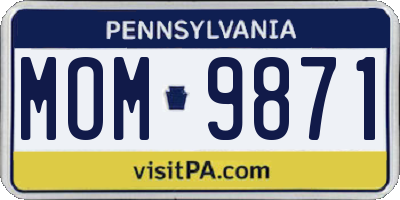 PA license plate MOM9871
