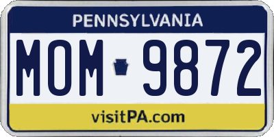 PA license plate MOM9872