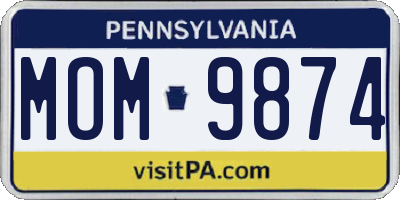 PA license plate MOM9874