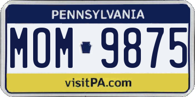 PA license plate MOM9875