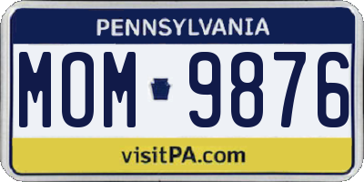 PA license plate MOM9876