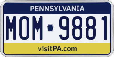PA license plate MOM9881