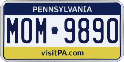 PA license plate MOM9890