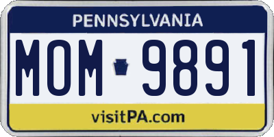 PA license plate MOM9891
