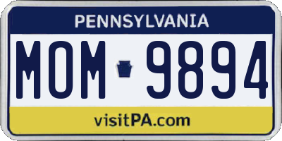 PA license plate MOM9894