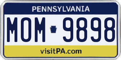 PA license plate MOM9898