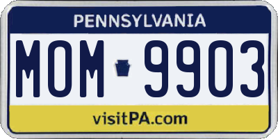 PA license plate MOM9903