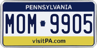 PA license plate MOM9905